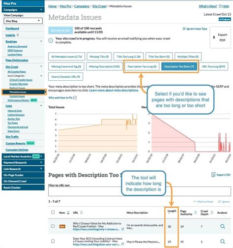 moz meta description|Moz Pro Site Crawl Managing Metadata Issues .